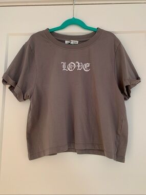 'LOVE' Graphic Tee in Dark Gray